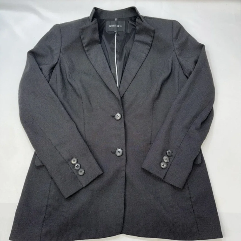 Lafayette 148 Womens Blazer Jacket Size 10 Virgin Wool Blend Micro Polka‎ Dots
